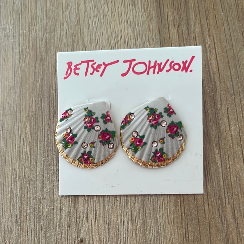 Betsey Johnson Floral Shell Earrings